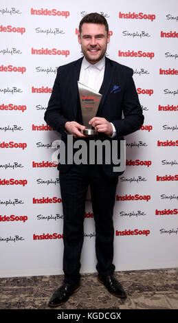 Danny Miller after winning the Best Actor Award at the Inside Soap Awards 2017 held at The Hippodrome Casino in London. Stock Photo