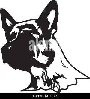 Silhouette of a dog.Vector illustration of german shepherd. Stock Vector