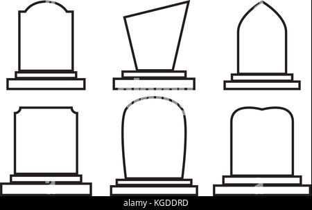 gravestone set halloween icon isolated on white background Stock Vector