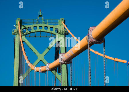 A tower on the Angus L. Macdonald Bridge in Halifax, Nova Scotia, Canada. Stock Photo