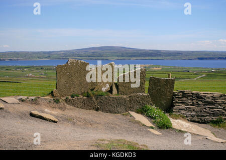 Part of the stone wall along the Cliffs of Moher trail, Liscannor, Co. Clare, Ireland Stock Photo