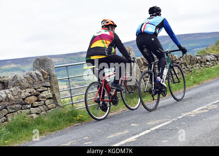 Cycling in the beautiful Yorkshire Dales landscape Stock Photo