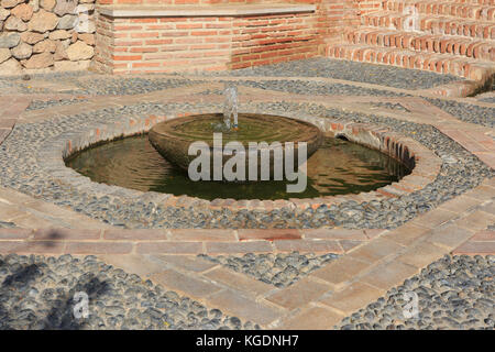 Fountain and gardens at the 10th-century Alcazaba (citadel) in Almeria, Spain Stock Photo