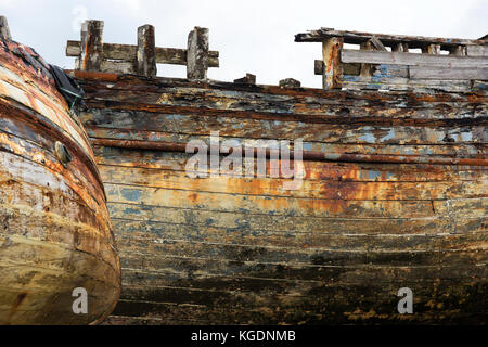 Wrecks of fishing boats near Salen, Salen Bay, Isle of Mull, Hebrides, Angyll and Bute, Scotland Stock Photo