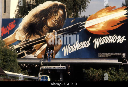 Ted Nugent billboard on the  Sunset Strip in Los Angeles circa 1979 Stock Photo
