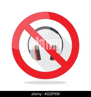 No headphones prohibition sign. Vector illustration Stock Vector