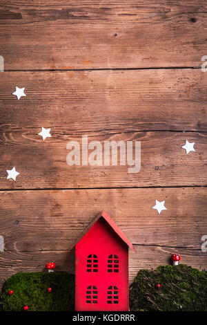 Christmas composition on a wooden background. Stock Photo