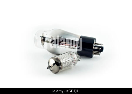 two vacuum tubes on a white background Stock Photo