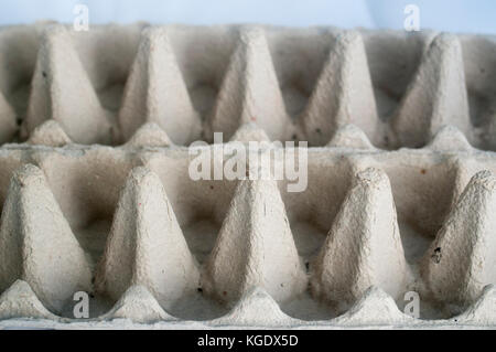 Empty cardboard egg tray for 12 eggs. made from recycled cardboard Stock Photo