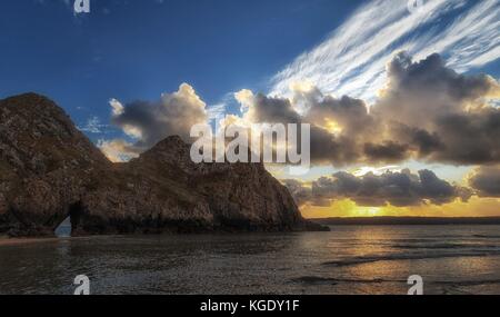 Monolithic Three Cliffs rock face Stock Photo