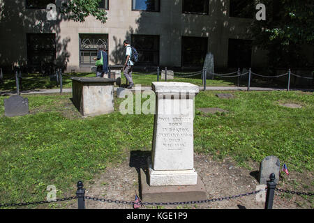 Grave marker of Paul Revere, Granary Burying Ground, Boston, MA, USA Stock Photo