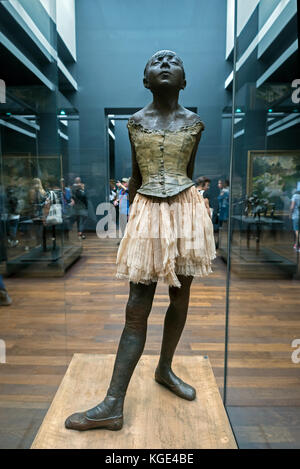 Little Dancer of Fourteen Years, a sculpture by Edgar Degas, 1881, in the Musee d'Orsay, Paris, France. Stock Photo