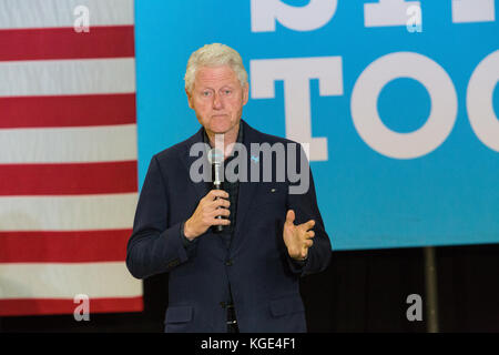 Reading, PA - October 28, 2016: Former President Bill Clinton campaigns at a Democrat rally for his wife Hillary at Albright College in Berks County. Stock Photo