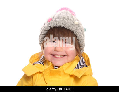 two year old girl in winter outfit Stock Photo