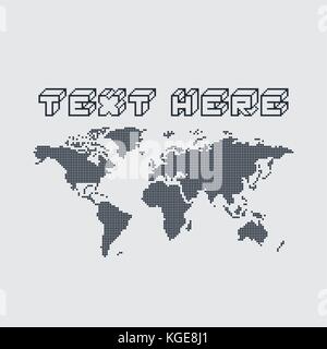 Pixel art design of World Map. Vector illustration. Red World Map in ...
