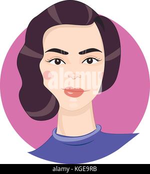 Cartoon Girl Portrait in Vector Stock Vector