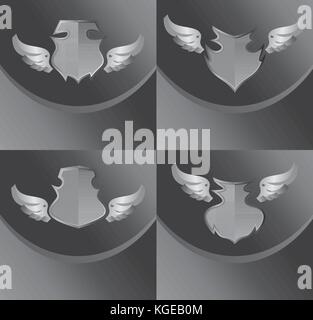 silver shield and wing theme vector illustration Stock Vector Image ...