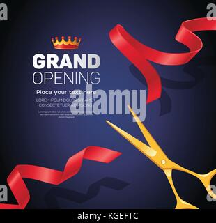 Grand opening template - modern vector illustration on blue background Stock Vector