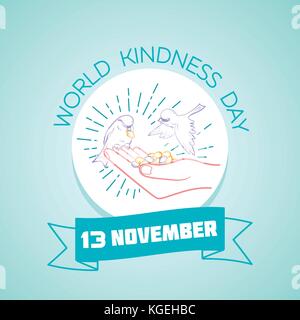 Calendar for each day on november 13. Greeting card. Holiday -  World Kindness Day. Icon in the linear style Stock Vector