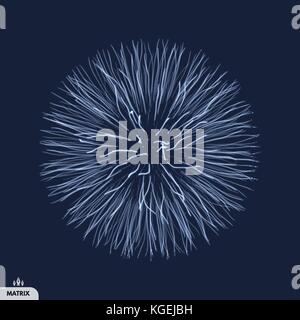 3d abstract sphere. Array with dynamic particles. Modern science and technology element. Vector illustration. Stock Vector