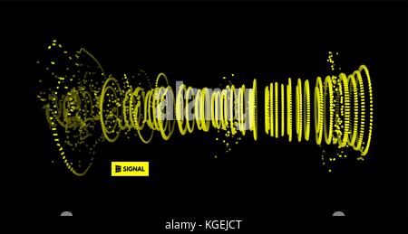 Array with dynamic particles. 3d technology style. Abstract background. Vector illustration. Stock Vector