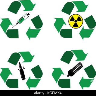 Recycle waste bins icons Stock Vector