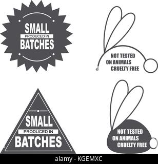 Not tested on animals sign. Small batches sign. Stock Vector