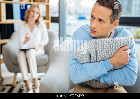 Sad depressed man feeling nervous Stock Photo