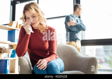 Sad crying woman feeling depressed Stock Photo