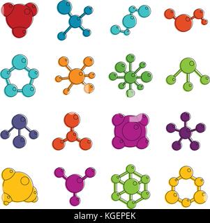 Molecule icons doodle set Stock Vector