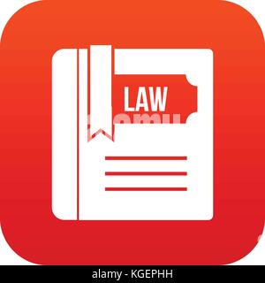 Law book icon digital red Stock Vector