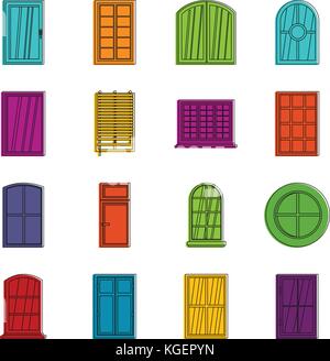 Plastic window forms icons doodle set Stock Vector