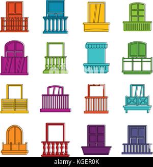 Window forms icons doodle set Stock Vector