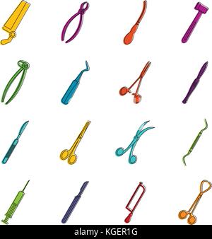 Surgeons tools icons doodle set Stock Vector
