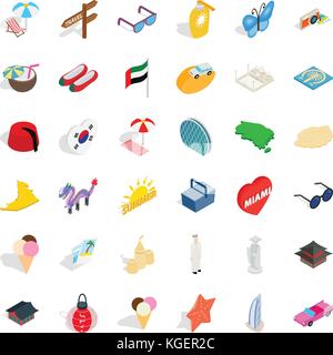 Rest icons set, isometric style Stock Vector