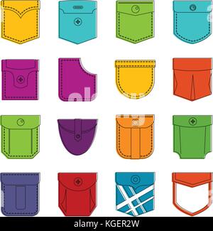 Pocket types icons set blue Stock Vector Image & Art - Alamy