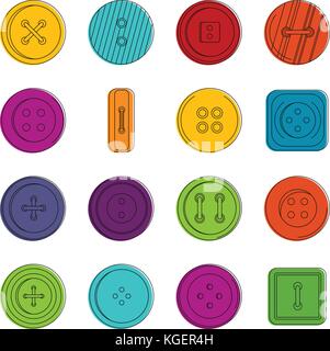 Clothes button icons doodle set Stock Vector