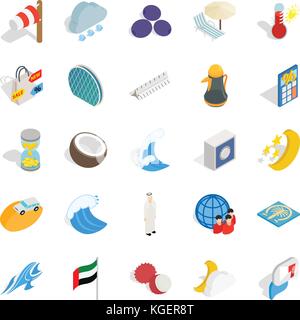 Education abroad icons set, isometric style Stock Vector