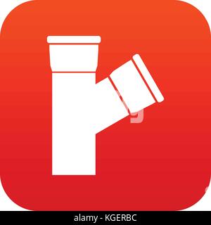 Plastic pipe connection icon digital red Stock Vector