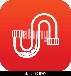 Clog in the pipe icon digital red Stock Vector