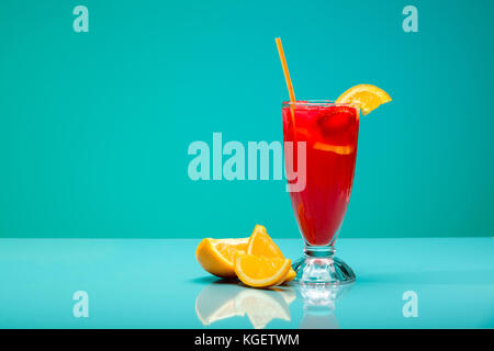 Strawberry cocktail with garnish. Studio shot, copy space Stock Photo