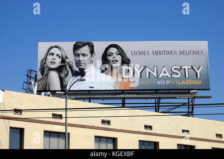 KTLA television virtual channel 5 advertising billboard poster for drama show DYNASTY TV series on Hollywood & Sunset Blvd Los Angeles KATHY DEWITT Stock Photo