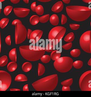 Red Hemispheres Seamless Pattern Stock Vector