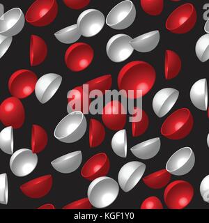 Red White Hemispheres Seamless Pattern Stock Vector