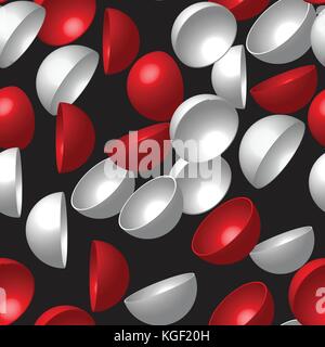 Red White Hemispheres Seamless Pattern Stock Vector