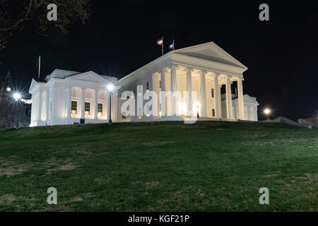 Virginia state capitol building in Richmond at night Stock Photo