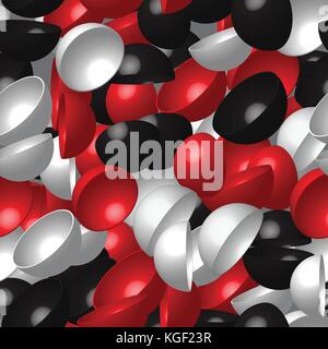 Red White Black Hemispheres Seamless Pattern Stock Vector