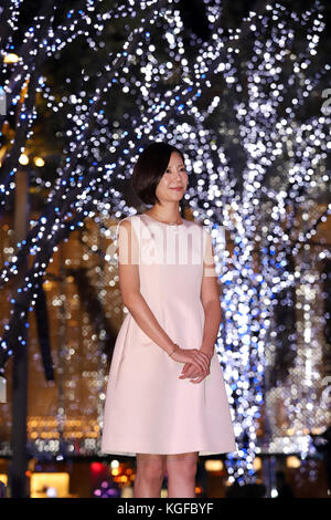 Tokyo, Japan. 7th Nov, 2017. Japanese actress and pianist Nao Matsushita attends the lighting ceremony for the Christmas illumination at the Roppongi Hills shopping mall in Tokyo on Tuesday, November 7, 2017. Some 1.2 million LED lights along side of the Keyakizaka street will be illuminated through Christmas Day. Credit: Yoshio Tsunoda/AFLO/Alamy Live News Stock Photo