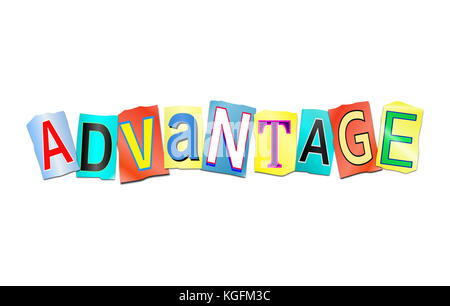 3d Illustration depicting a set of cut out printed letters arranged to form the word advantage. Stock Photo