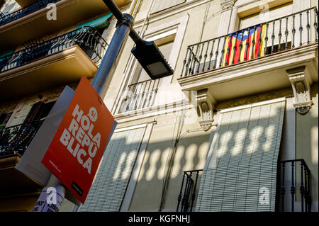 Policial posters on a Spanish street in barcelona. Stock Photo